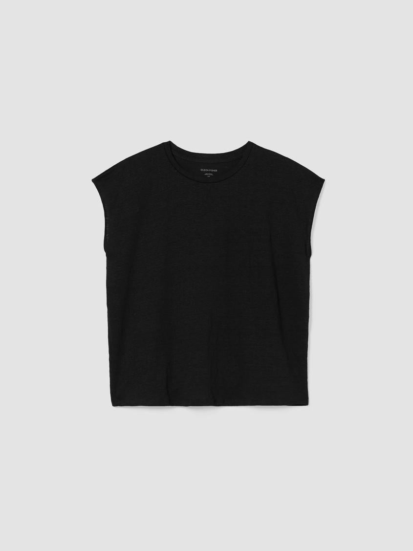 Eileen Fisher Tops &amp; Tees | Organic Linen Jersey Shirred-Back Top Black - Women