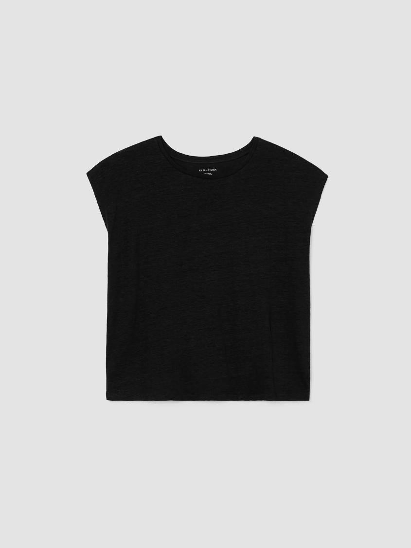 Eileen Fisher Tops &amp; Tees | Organic Linen Jersey Shirred-Back Top Black - Women