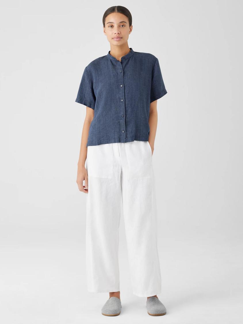 Eileen Fisher Tops &amp; Tees | Organic Linen Wide Trouser Pant Black - Women