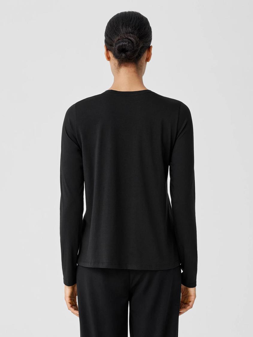 Eileen Fisher Tops &amp; Tees | Organic Pima Cotton Jersey Long-Sleeve Tee Black - Women