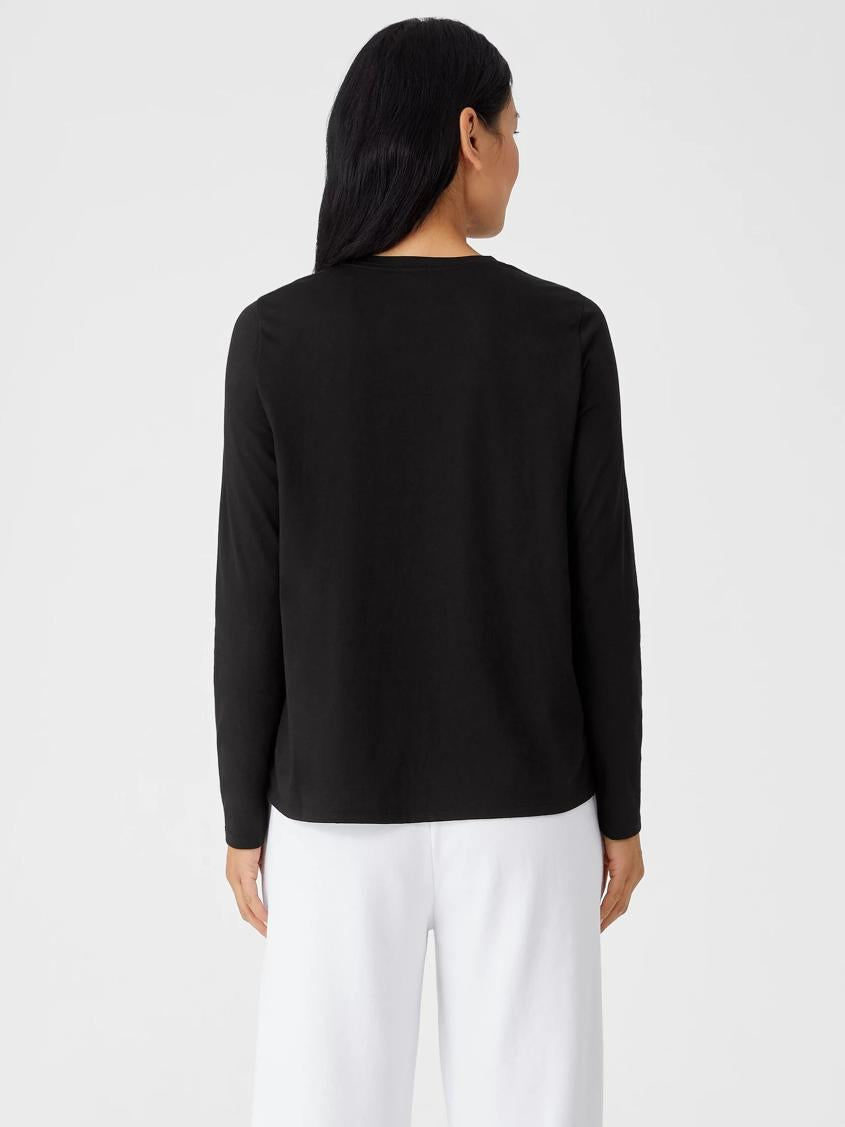 Eileen Fisher Tops &amp; Tees | Organic Pima Cotton Jersey Long-Sleeve Tee Black - Women
