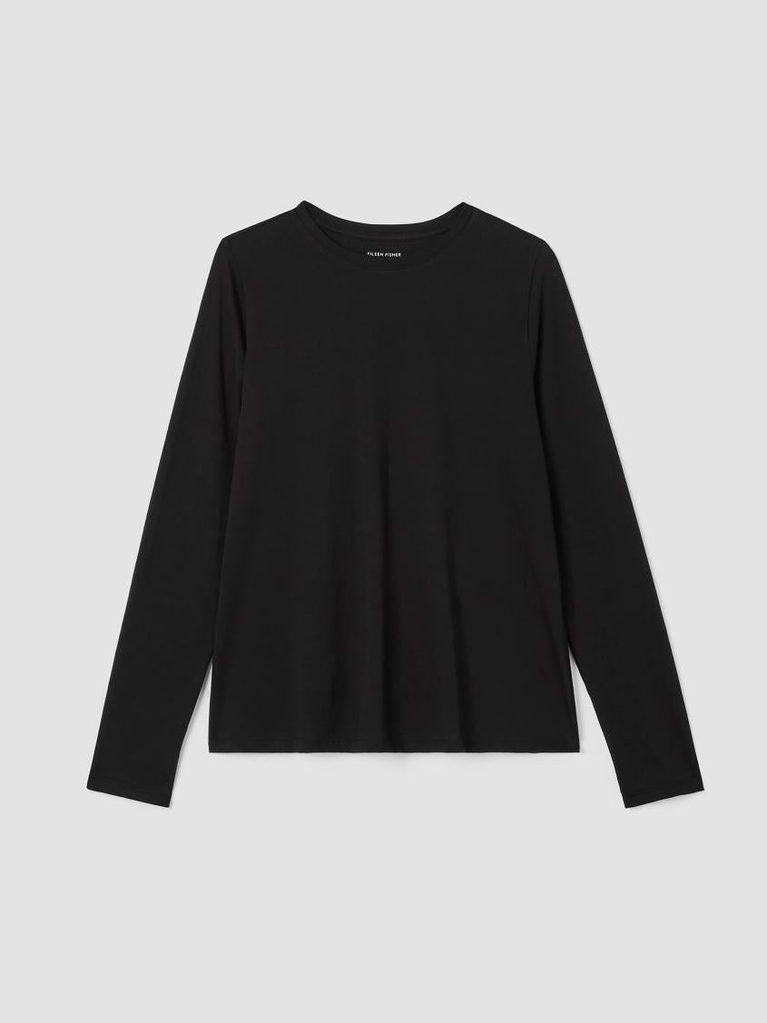 Eileen Fisher Tops &amp; Tees | Organic Pima Cotton Jersey Long-Sleeve Tee Black - Women