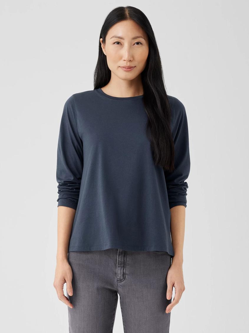 Eileen Fisher Tops &amp; Tees | Organic Pima Cotton Jersey Long-Sleeve Tee Ocean - Women