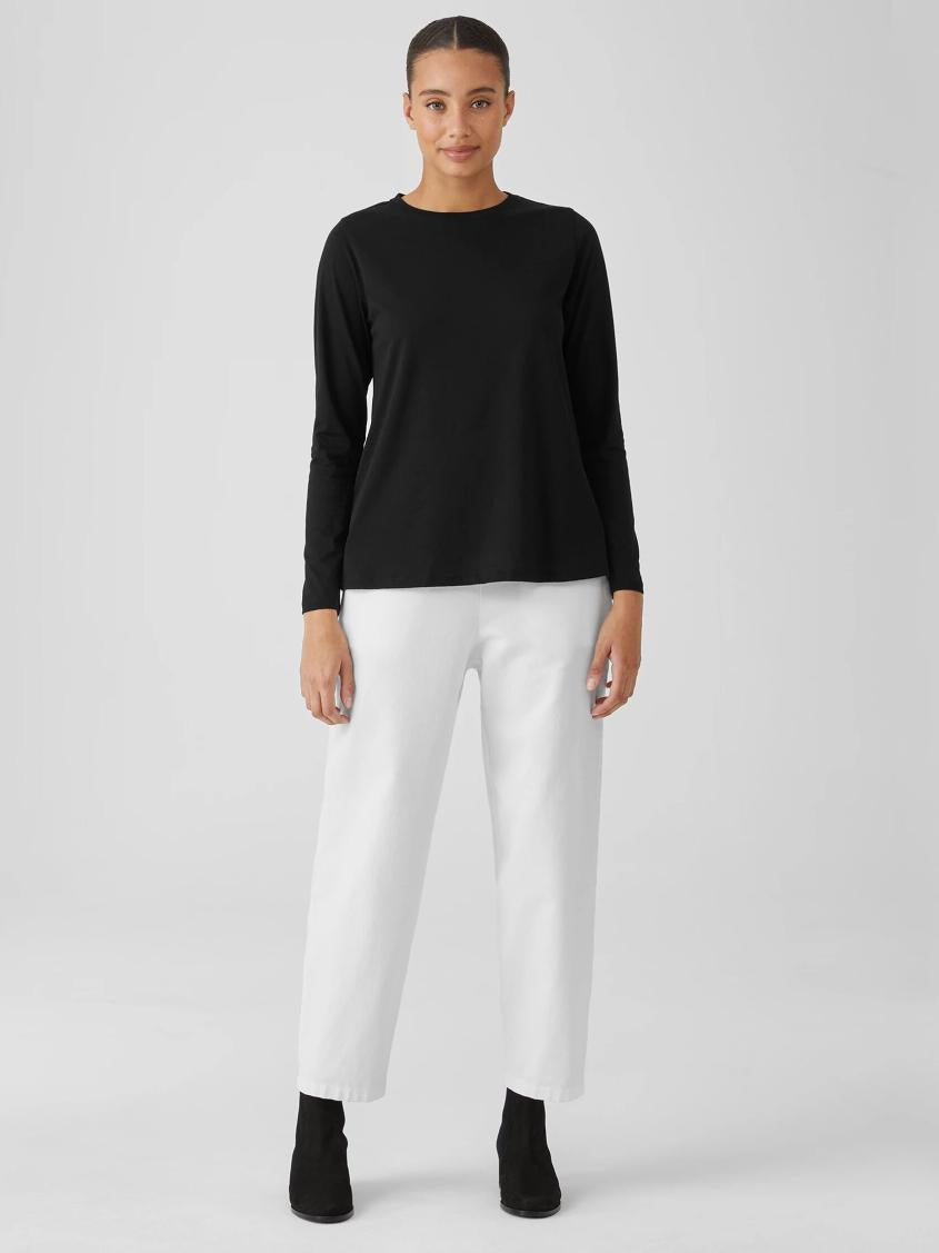 Eileen Fisher Tops &amp; Tees | Organic Pima Cotton Jersey Round Neck Top Black - Women