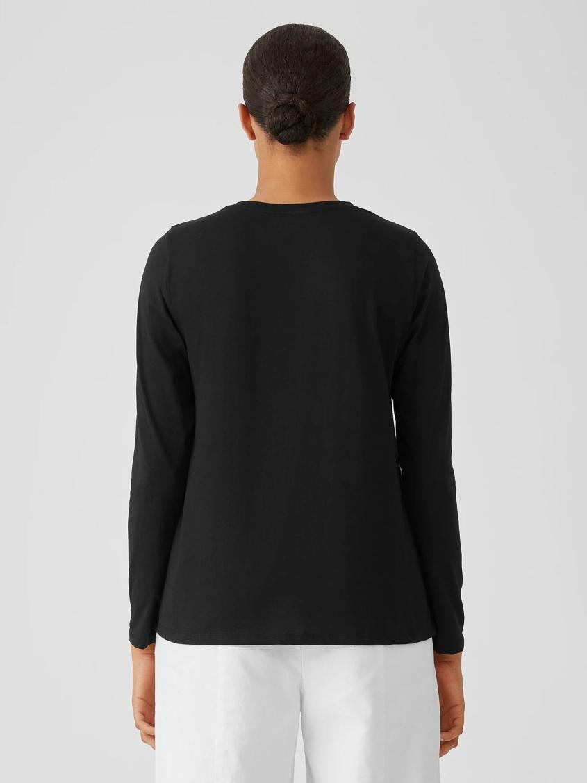 Eileen Fisher Tops &amp; Tees | Organic Pima Cotton Jersey Round Neck Top Black - Women