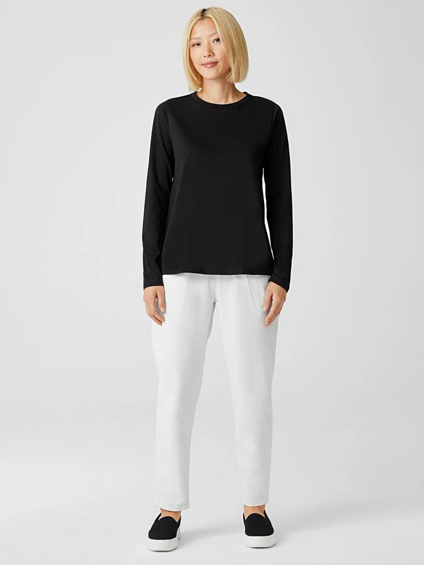 Eileen Fisher Tops &amp; Tees | Organic Pima Cotton Jersey Round Neck Top Black - Women