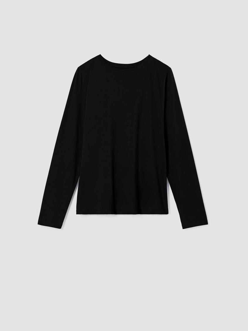 Eileen Fisher Tops &amp; Tees | Organic Pima Cotton Jersey Round Neck Top Black - Women
