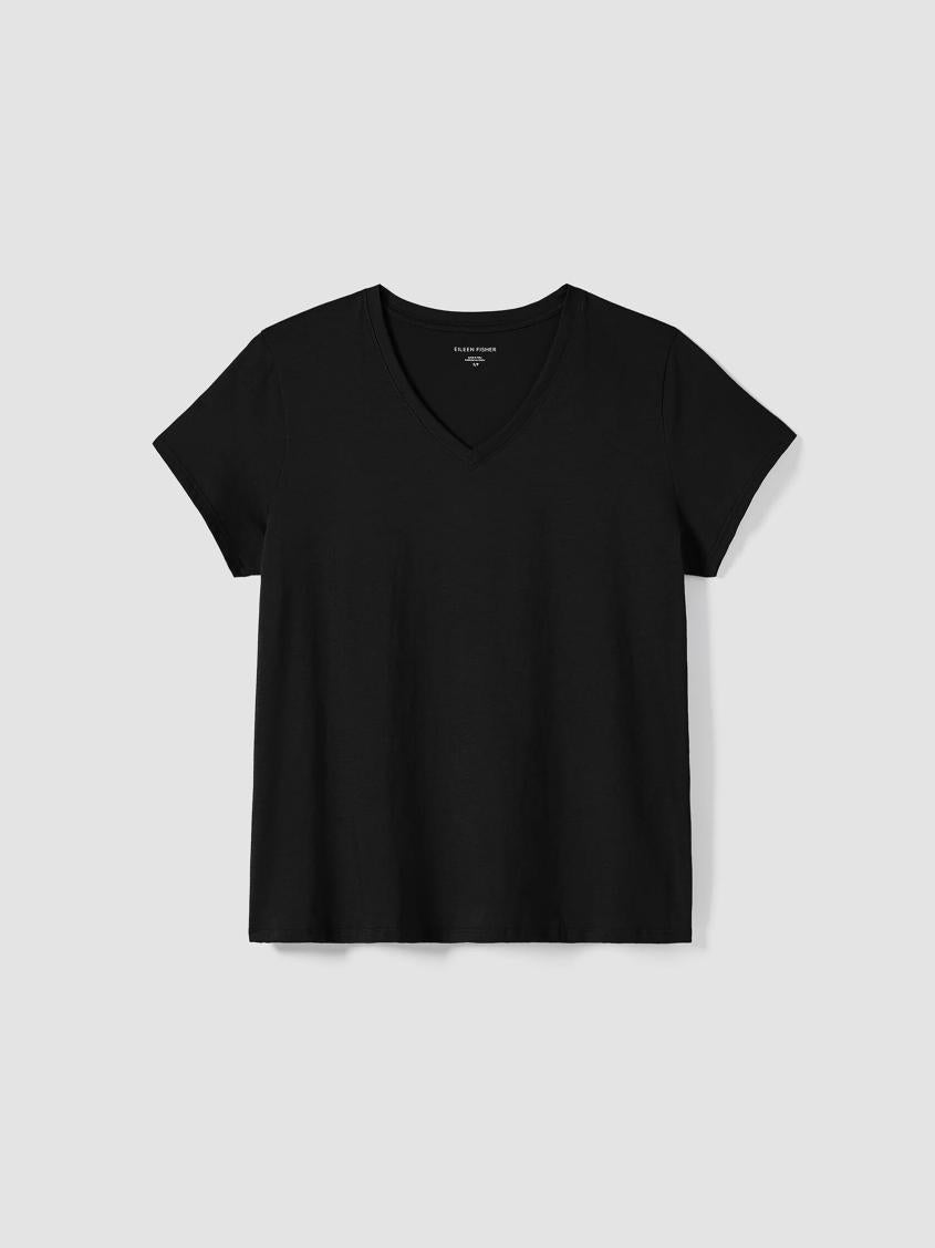 Eileen Fisher Tops &amp; Tees | Organic Pima Cotton Jersey V-Neck Tee Black - Women