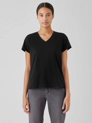 Eileen Fisher Tops &amp; Tees | Organic Pima Cotton Jersey V-Neck Tee Black - Women
