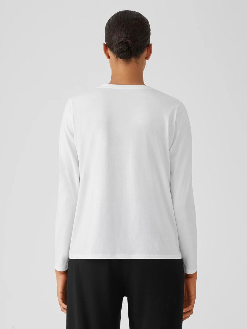 Eileen Fisher Tops &amp; Tees | Organic Pima Cotton Jersey V-Neck Top White - Women