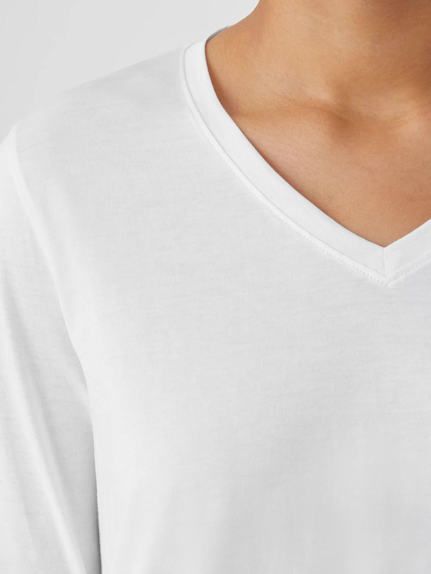 Eileen Fisher Tops &amp; Tees | Organic Pima Cotton Jersey V-Neck Top White - Women