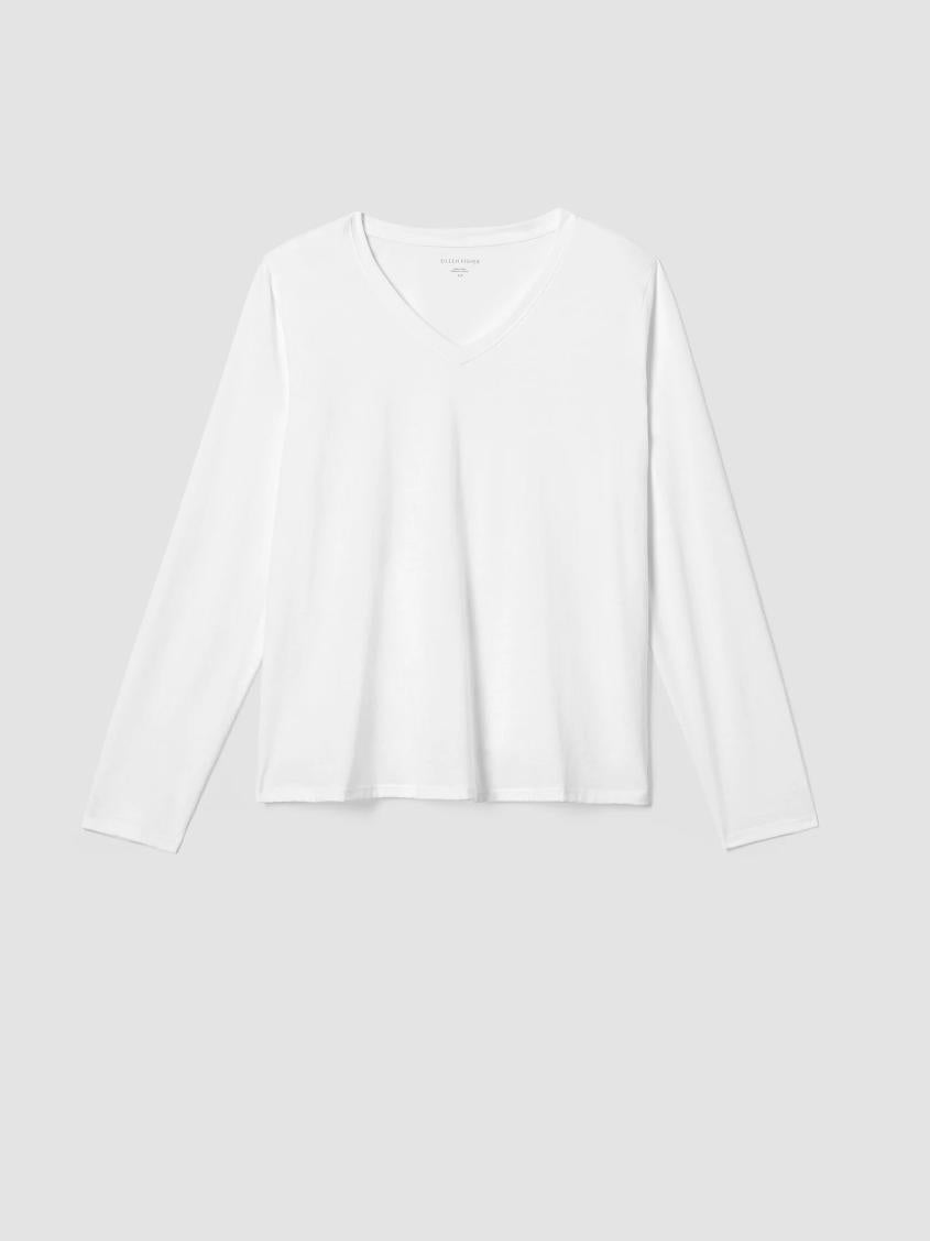 Eileen Fisher Tops &amp; Tees | Organic Pima Cotton Jersey V-Neck Top White - Women