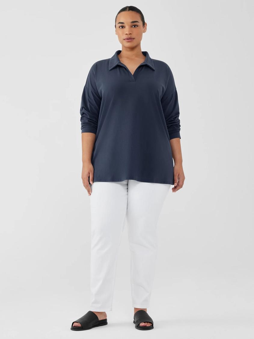 Eileen Fisher Tops &amp; Tees | Pima Cotton Stretch Jersey Classic Collar Top Ocean - Women