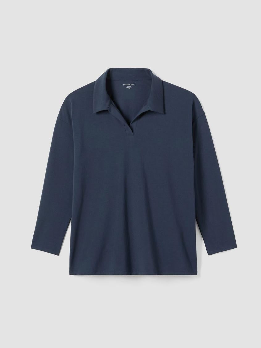 Eileen Fisher Tops &amp; Tees | Pima Cotton Stretch Jersey Classic Collar Top Ocean - Women