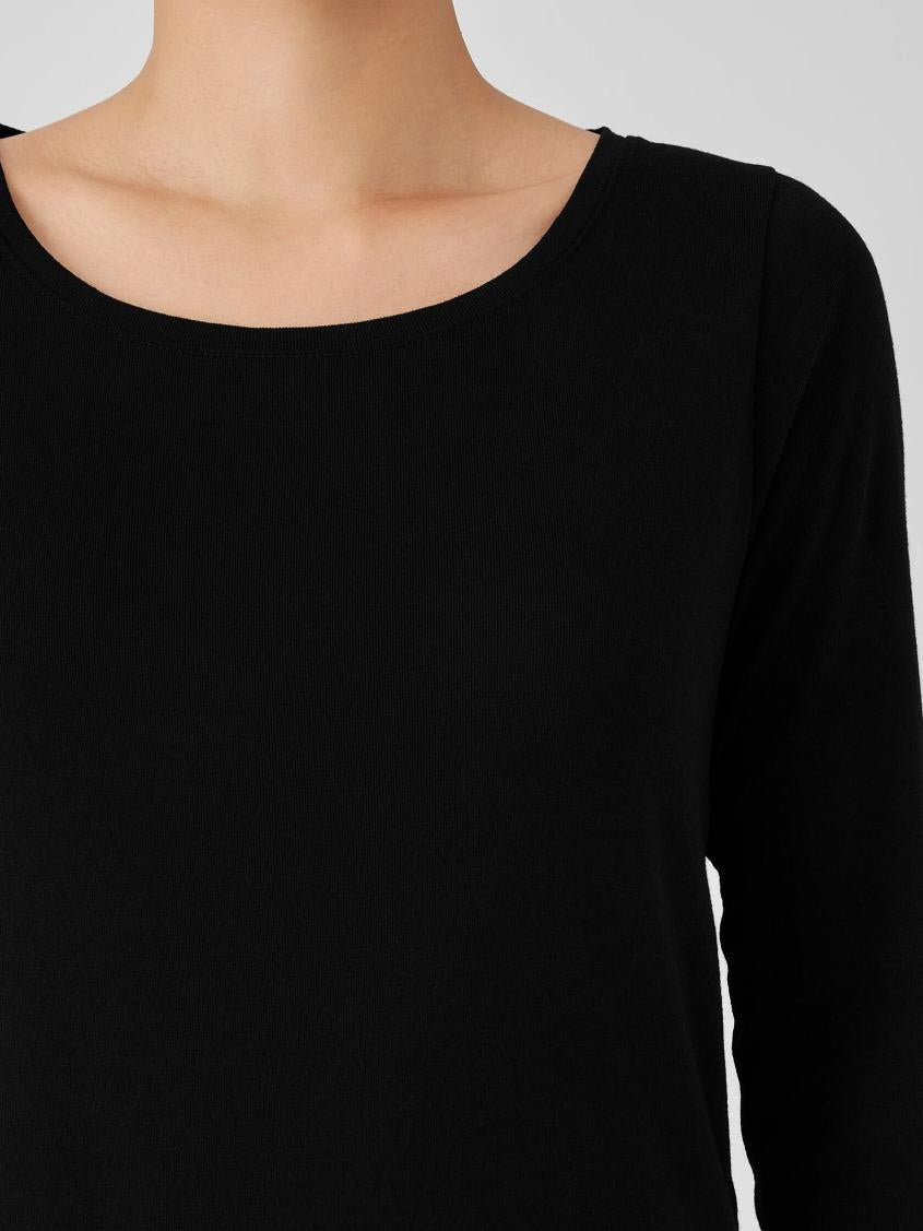 Eileen Fisher Tops &amp; Tees | Ribbed Pima Cotton Blend Scoop Neck Top Black - Women
