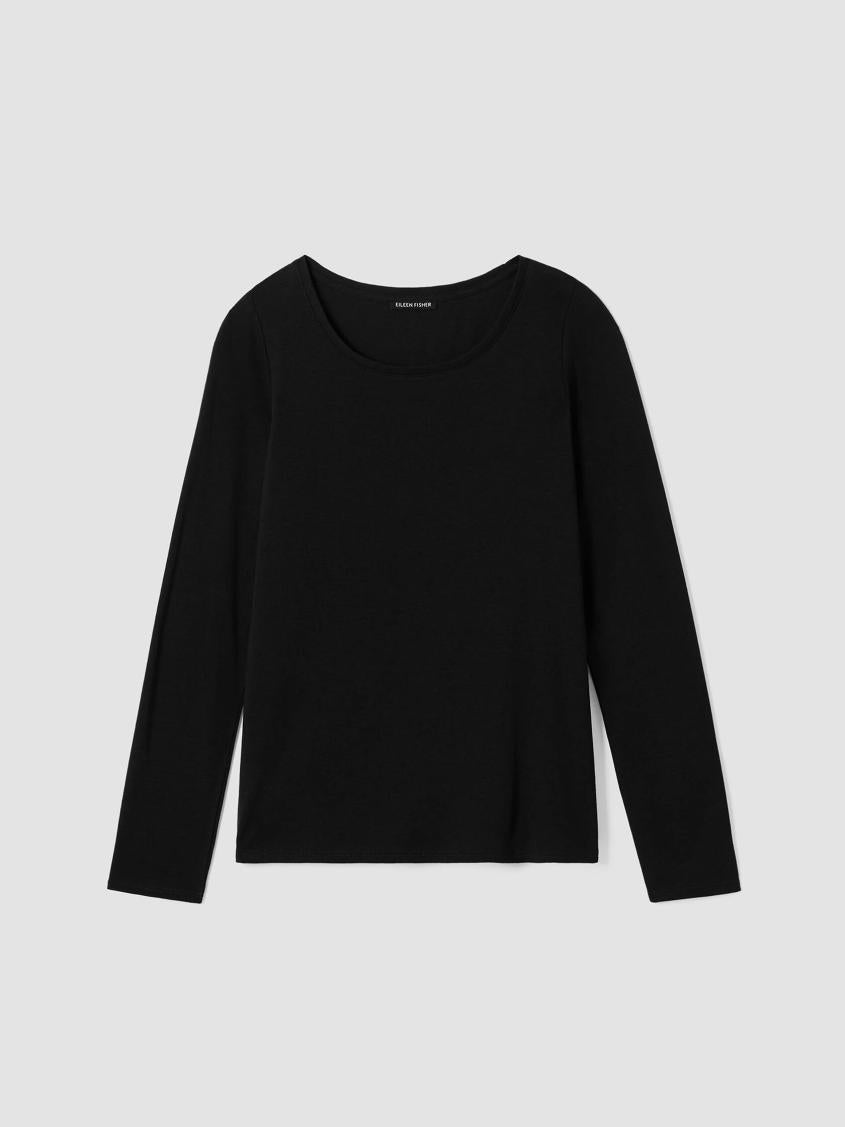 Eileen Fisher Tops &amp; Tees | Ribbed Pima Cotton Blend Scoop Neck Top Black - Women