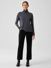 Eileen Fisher Tops &amp; Tees | Ribbed Pima Cotton Blend Turtleneck Top Charcoal - Women