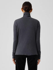 Eileen Fisher Tops &amp; Tees | Ribbed Pima Cotton Blend Turtleneck Top Charcoal - Women