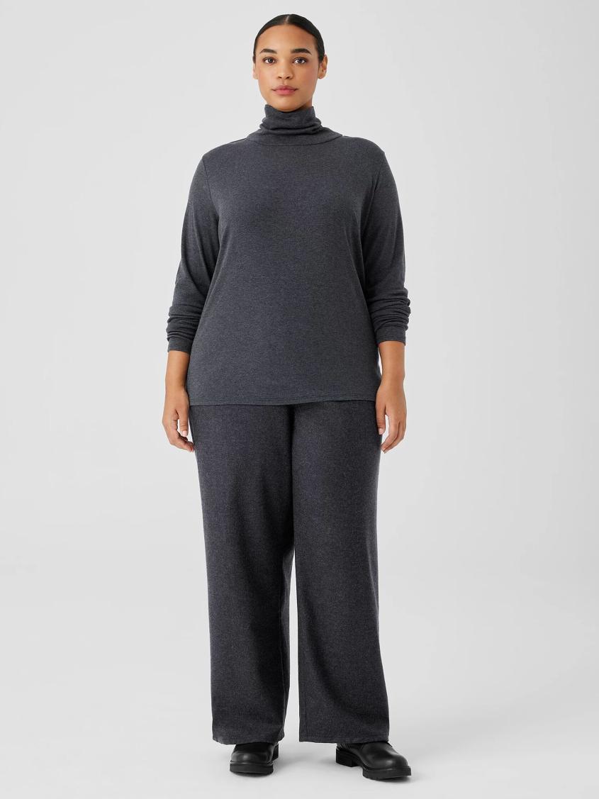 Eileen Fisher Tops &amp; Tees | Ribbed Pima Cotton Blend Turtleneck Top Charcoal - Women