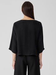 Eileen Fisher Tops &amp; Tees | Sandwashed Twill Box-Top Black - Women