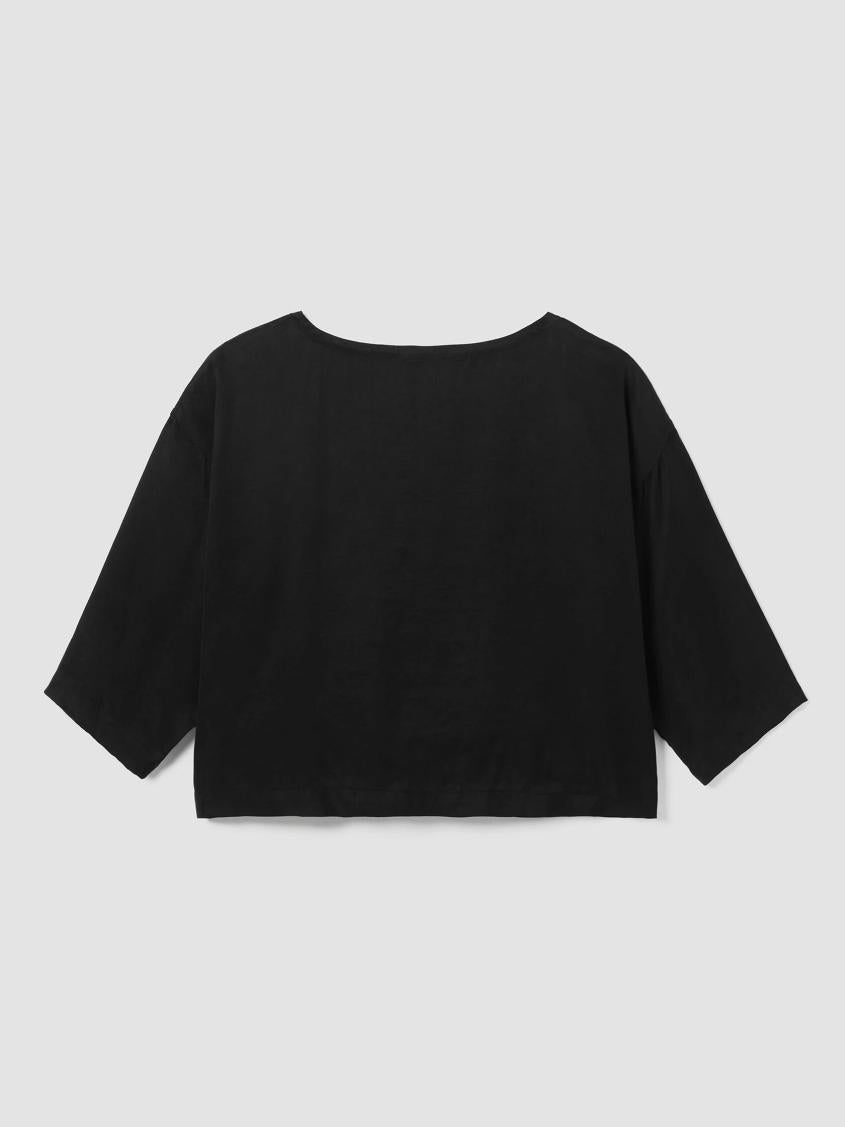 Eileen Fisher Tops &amp; Tees | Sandwashed Twill Box-Top Black - Women