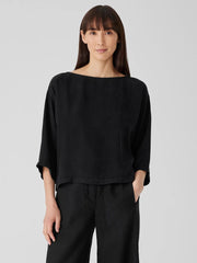 Eileen Fisher Tops &amp; Tees | Sandwashed Twill Box-Top Black - Women