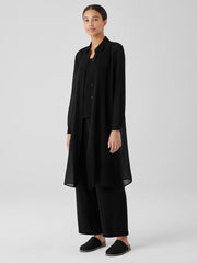 Eileen Fisher Tops &amp; Tees | Sheer Silk Georgette Classic Collar Long Shirt Black - Women