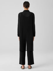 Eileen Fisher Tops &amp; Tees | Sheer Silk Georgette Classic Collar Long Shirt Black - Women