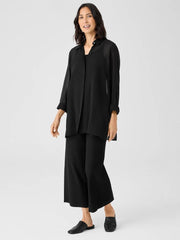Eileen Fisher Tops &amp; Tees | Sheer Silk Georgette Classic Collar Shirt Black - Women