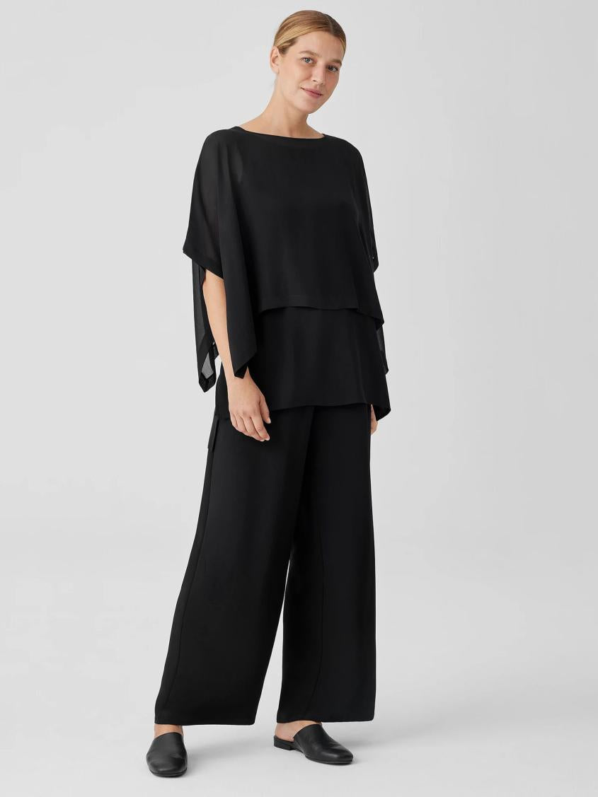 Eileen Fisher Tops &amp; Tees | Sheer Silk Georgette Poncho Black - Women