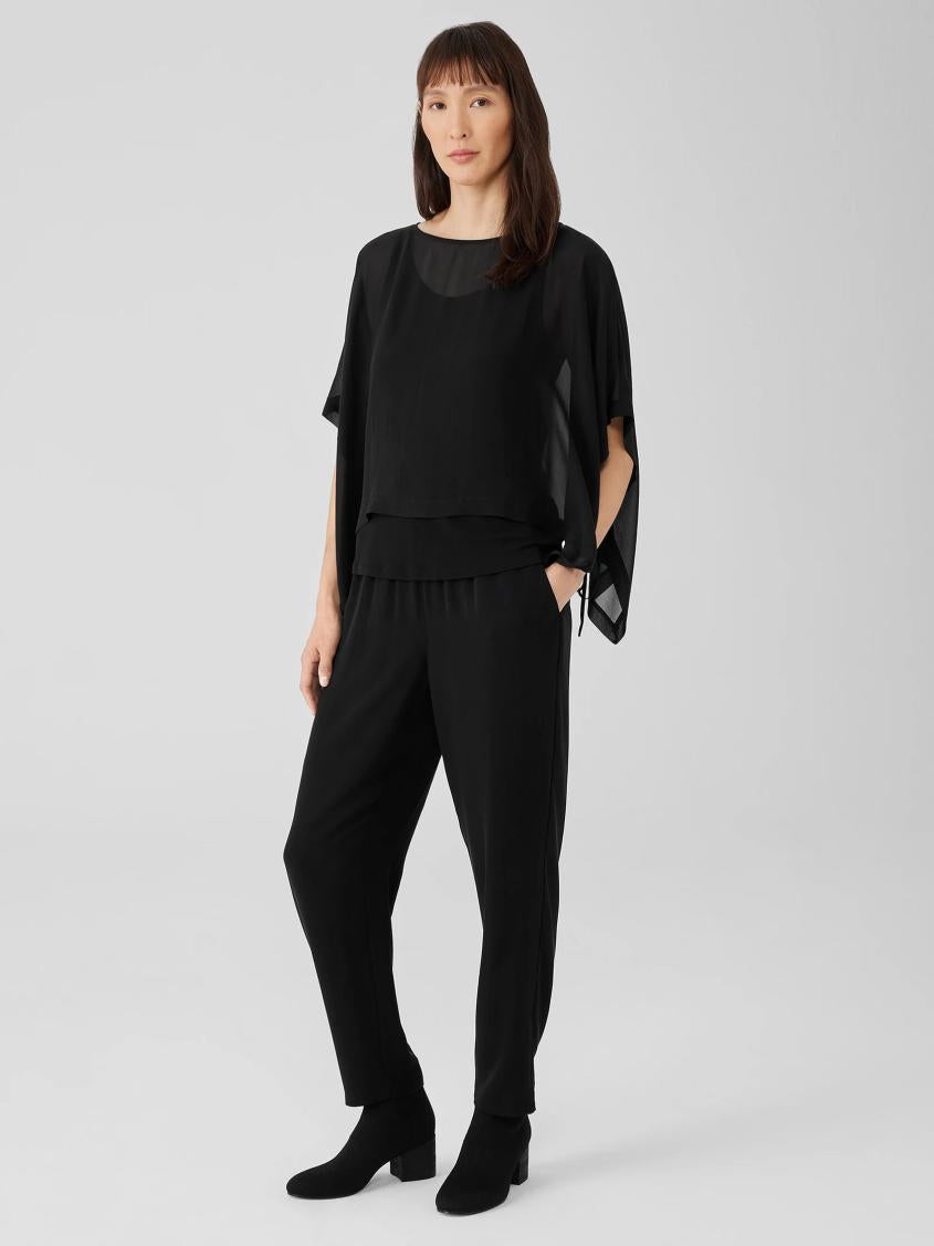 Eileen Fisher Tops &amp; Tees | Sheer Silk Georgette Poncho Black - Women
