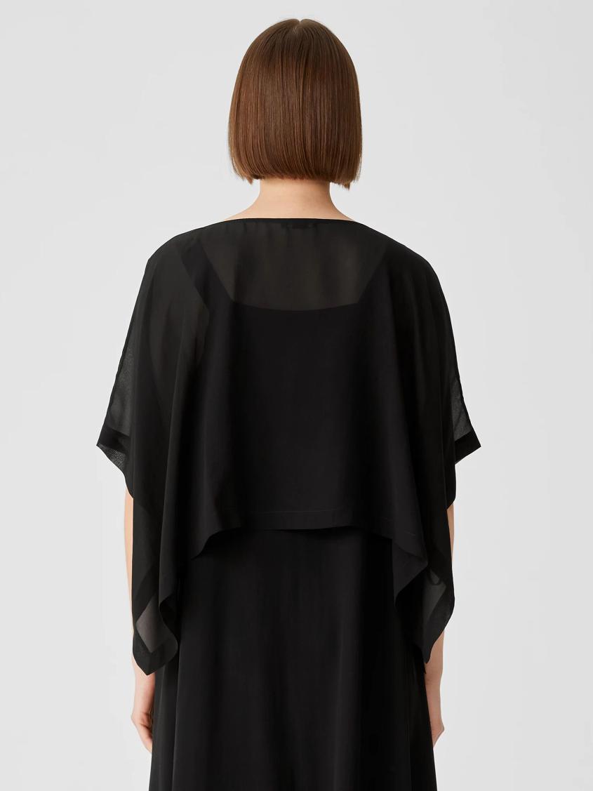 Eileen Fisher Tops &amp; Tees | Sheer Silk Georgette Poncho Black - Women