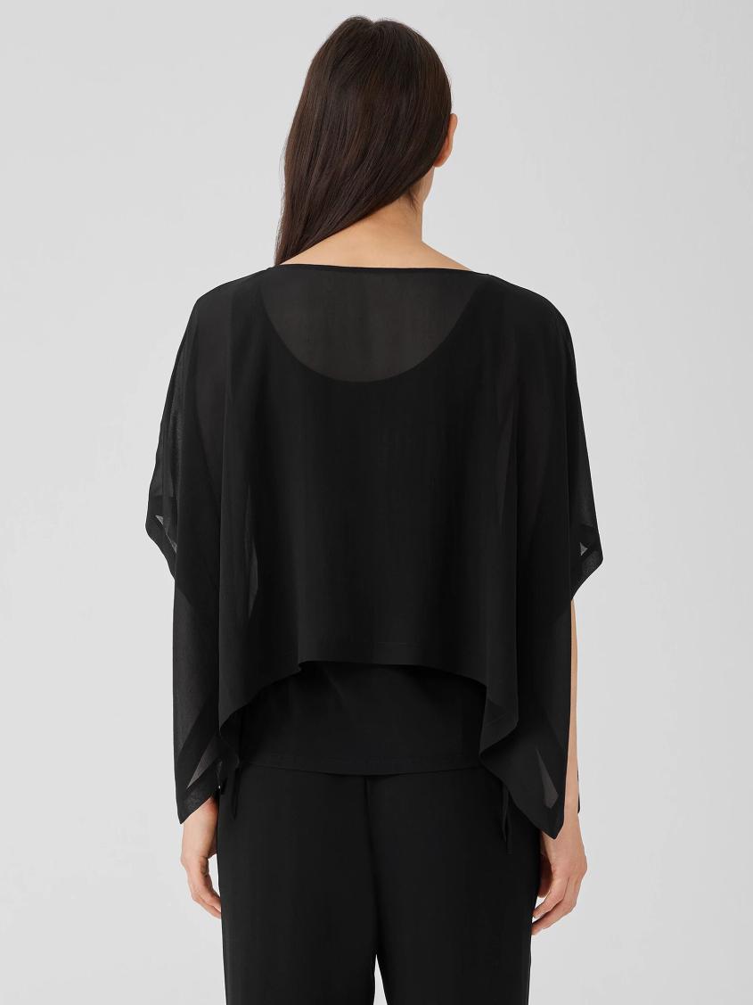 Eileen Fisher Tops &amp; Tees | Sheer Silk Georgette Poncho Black - Women