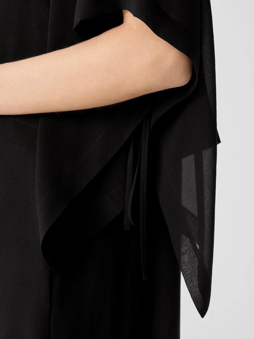 Eileen Fisher Tops &amp; Tees | Sheer Silk Georgette Poncho Black - Women