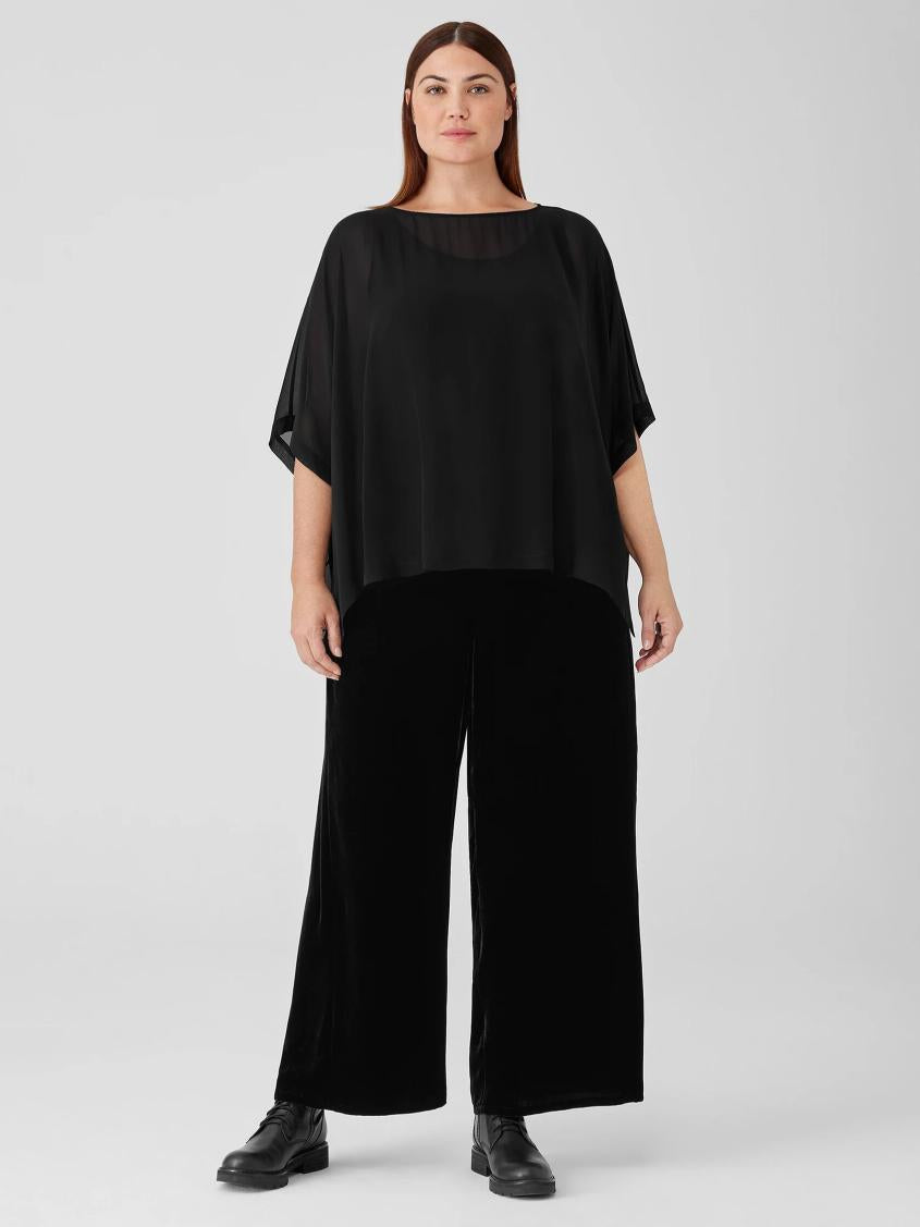 Eileen Fisher Tops &amp; Tees | Sheer Silk Georgette Poncho Black - Women