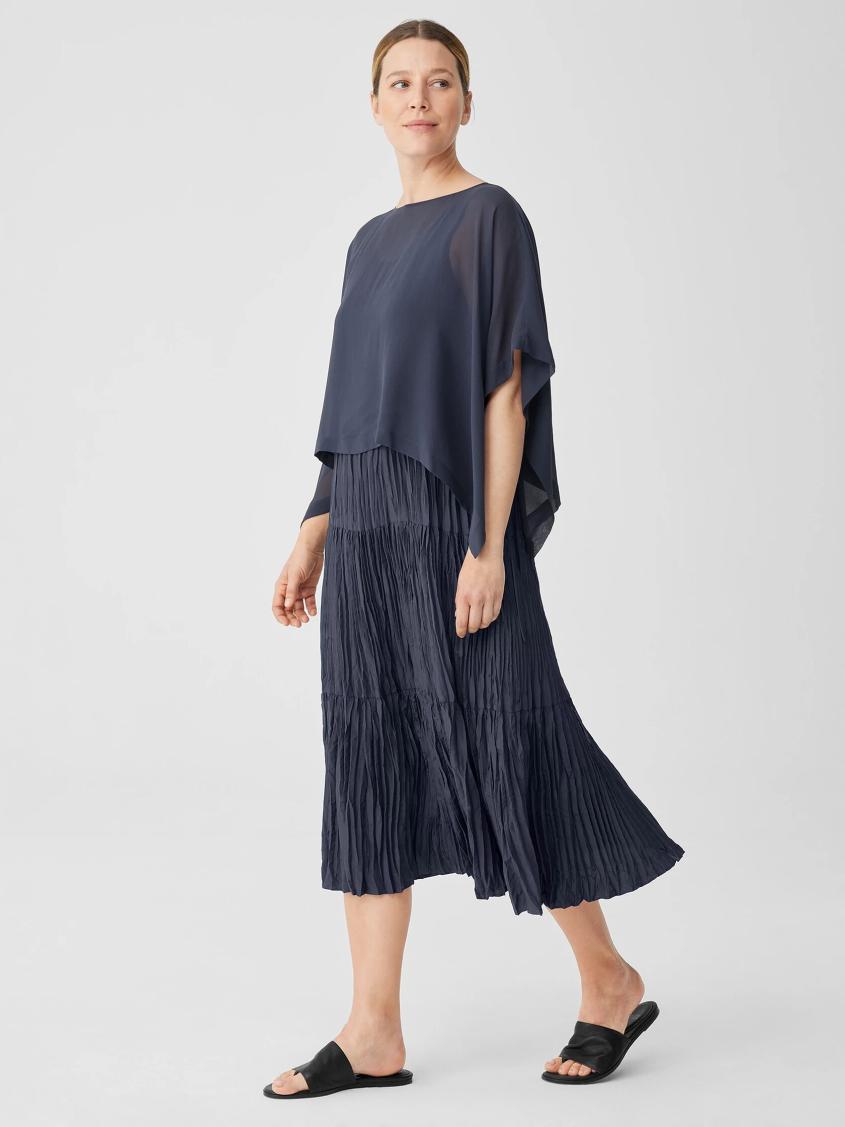 Eileen Fisher Tops &amp; Tees | Sheer Silk Georgette Poncho Ocean - Women