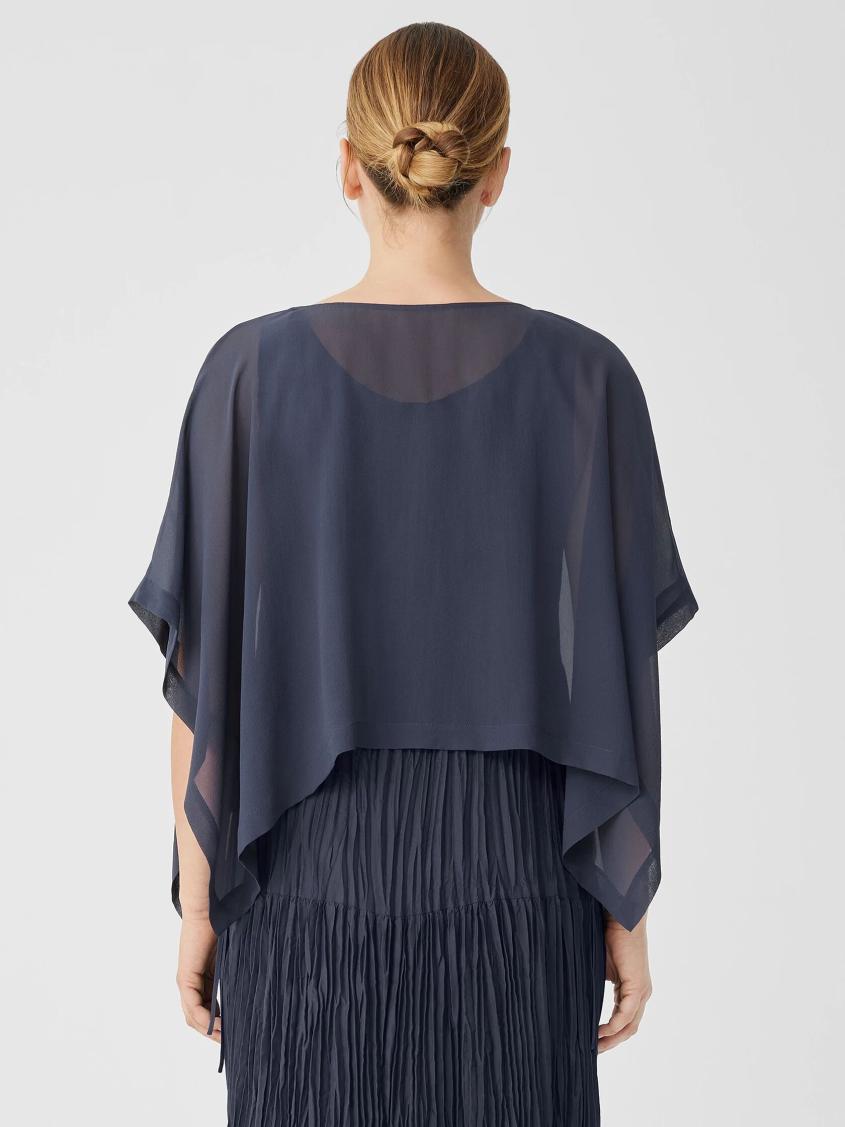 Eileen Fisher Tops &amp; Tees | Sheer Silk Georgette Poncho Ocean - Women