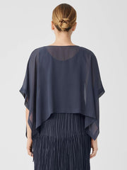 Eileen Fisher Tops &amp; Tees | Sheer Silk Georgette Poncho Ocean - Women