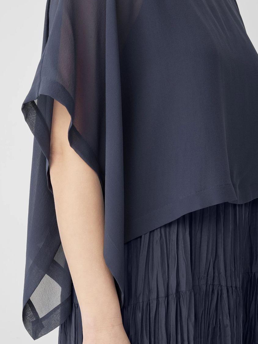 Eileen Fisher Tops &amp; Tees | Sheer Silk Georgette Poncho Ocean - Women