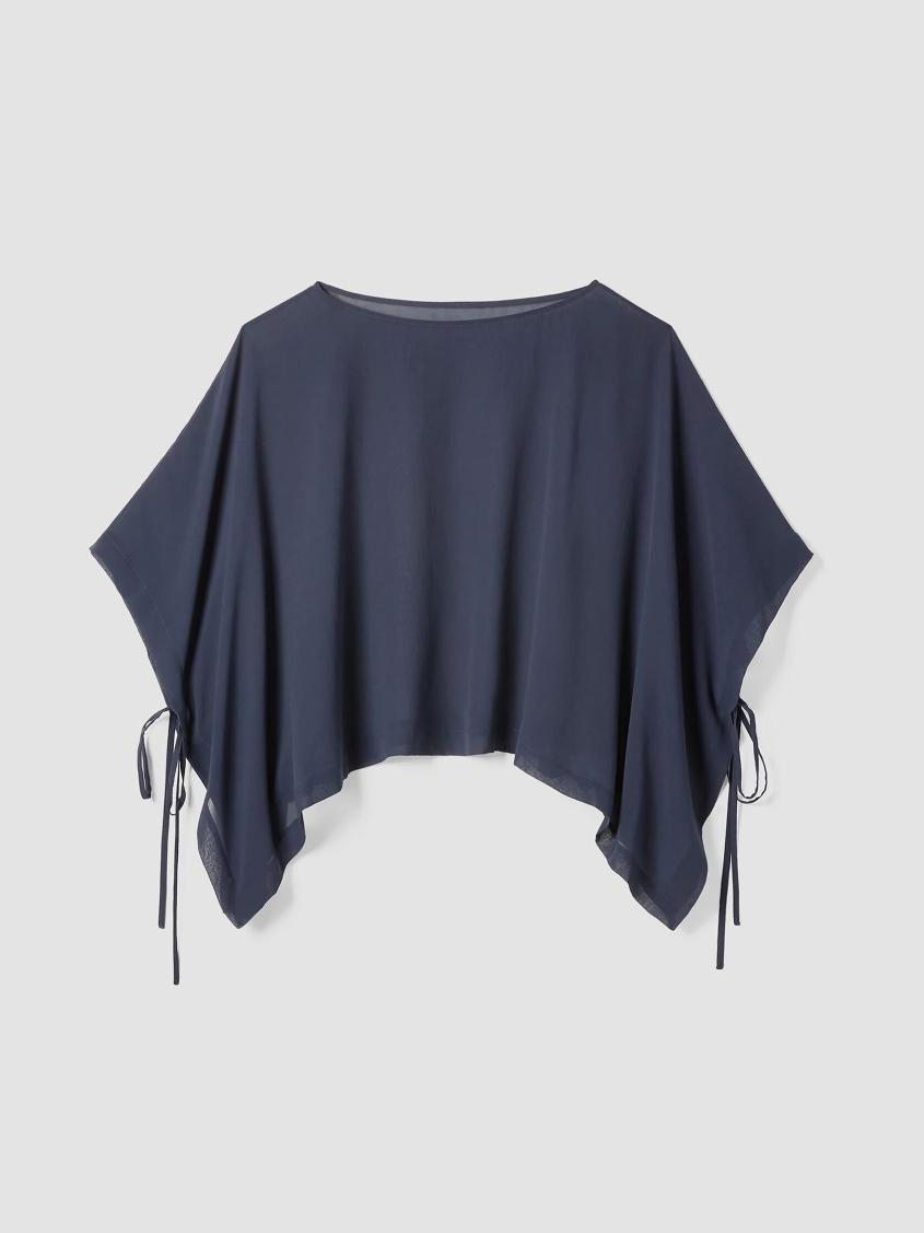 Eileen Fisher Tops &amp; Tees | Sheer Silk Georgette Poncho Ocean - Women