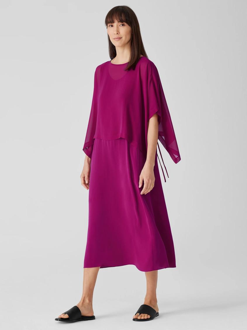 Eileen Fisher Tops &amp; Tees | Sheer Silk Georgette Poncho Rhapsody - Women