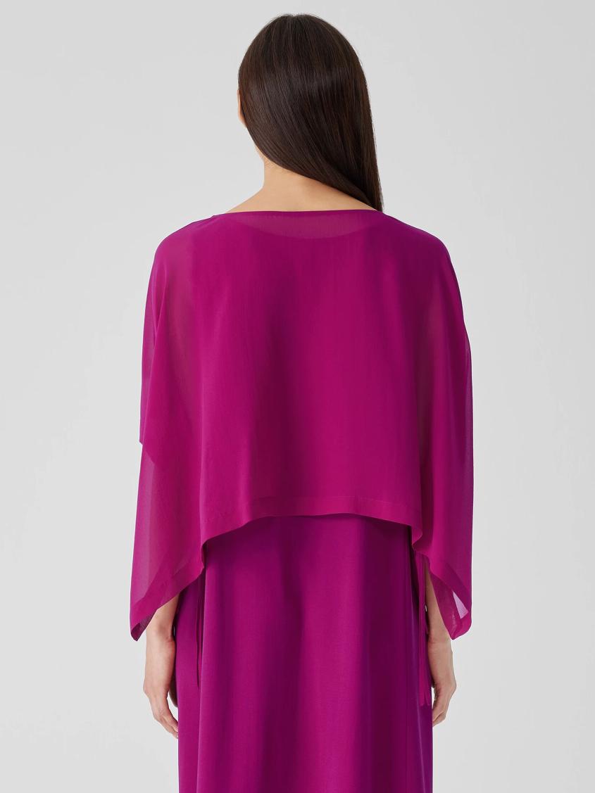 Eileen Fisher Tops &amp; Tees | Sheer Silk Georgette Poncho Rhapsody - Women