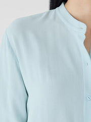 Eileen Fisher Tops &amp; Tees | Silk Georgette Crepe Band Collar Shirt Clearwater - Women