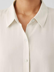 Eileen Fisher Tops &amp; Tees | Silk Georgette Crepe Classic Collar Shirt Bone - Women