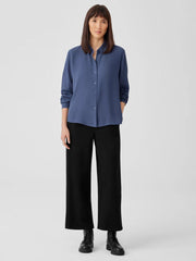 Eileen Fisher Tops &amp; Tees | Silk Georgette Crepe Classic Collar Shirt Twilight - Women