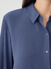 Eileen Fisher Tops &amp; Tees | Silk Georgette Crepe Classic Collar Shirt Twilight - Women