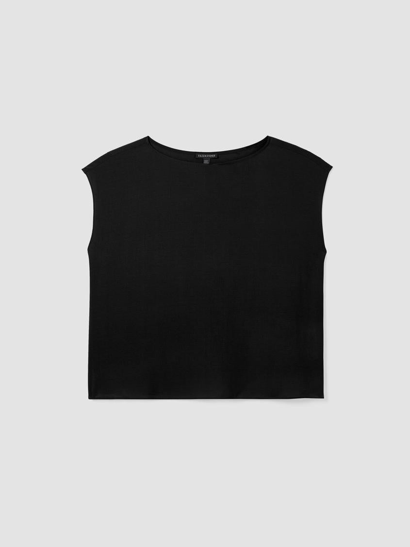 Eileen Fisher Tops &amp; Tees | Silk Georgette Crepe Shirred-Back Top Black - Women