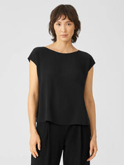 Eileen Fisher Tops &amp; Tees | Silk Georgette Crepe Shirred-Back Top Black - Women
