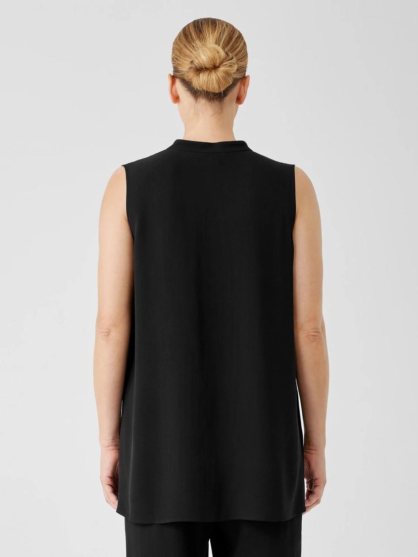Eileen Fisher Tops &amp; Tees | Silk Georgette Crepe Sleeveless Shirt Black - Women
