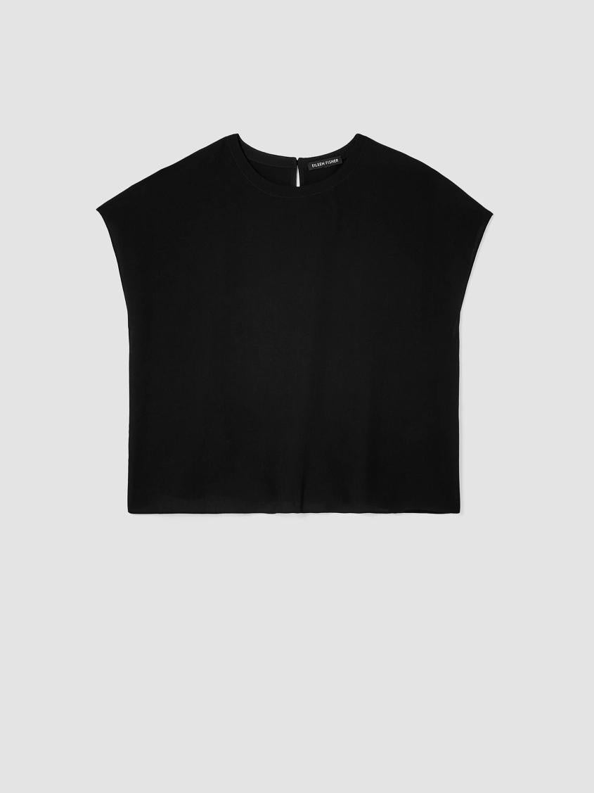 Eileen Fisher Tops &amp; Tees | Silk Georgette Crepe Square Top Black - Women